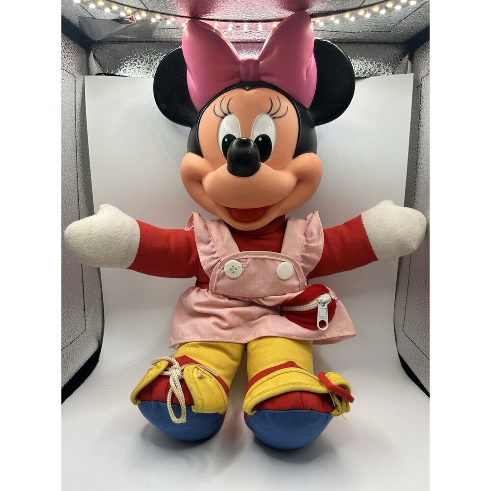 Vintage Minnie Mouse Learn To Dress Me 1989 Plush Toy Disney Doll Mattel 15" GUC